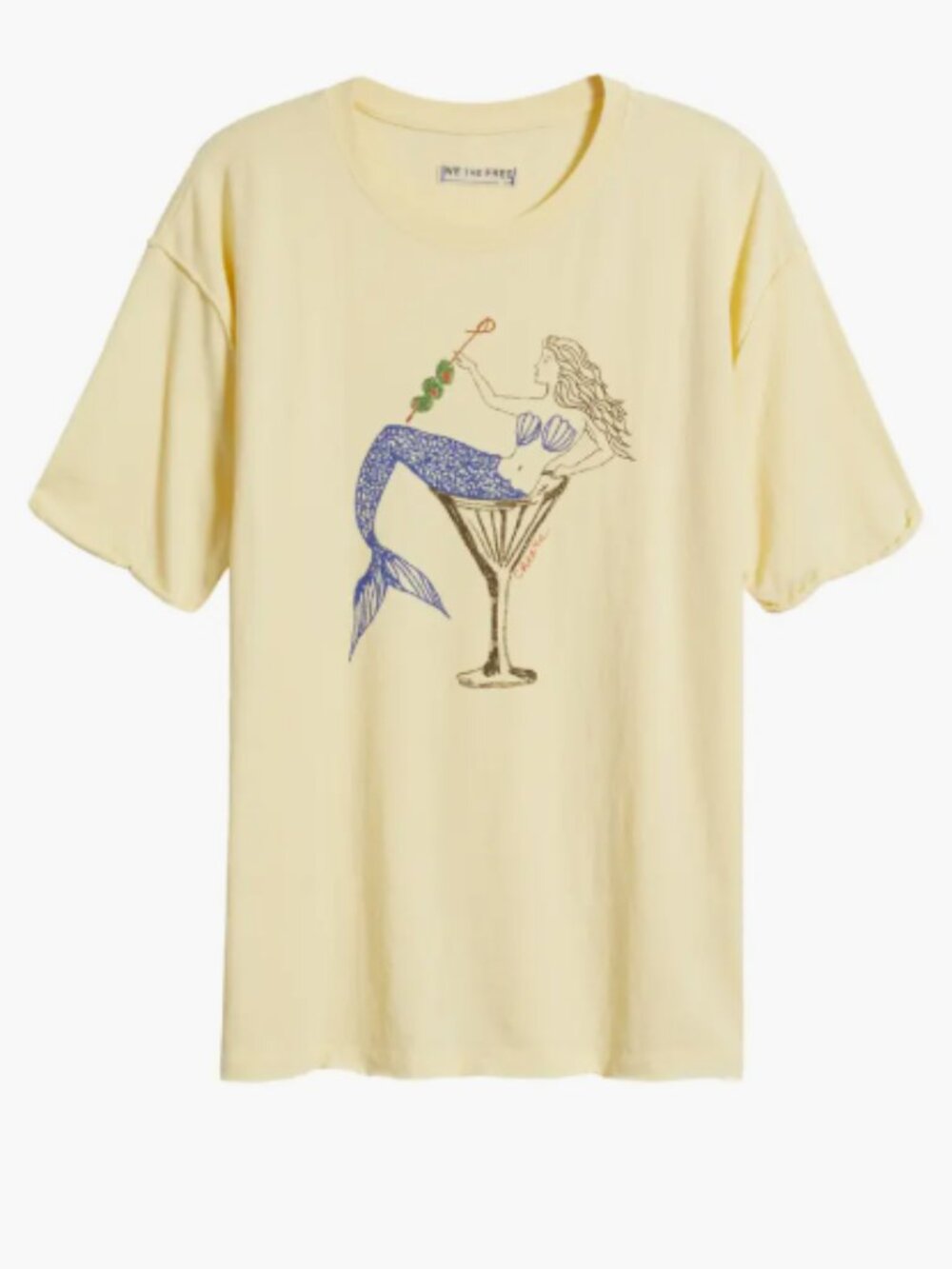 Free People Best Coast Oversize Graphic T Shirt – Mermaid Combo Yellow – Large
